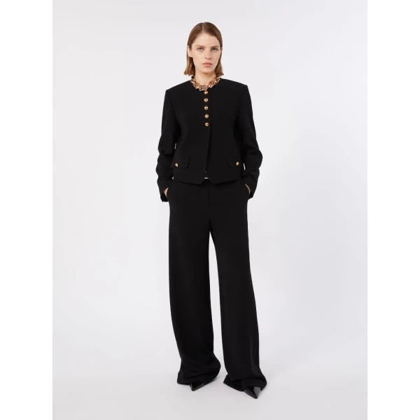 Max Mara Paniere Technical Cady Crew-Neck Jacket in Black | Blazers | Luxury Shoes 
