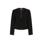 Max Mara Paniere Technical Cady Crew-Neck Jacket in Black | Blazers | Luxury Shoes 