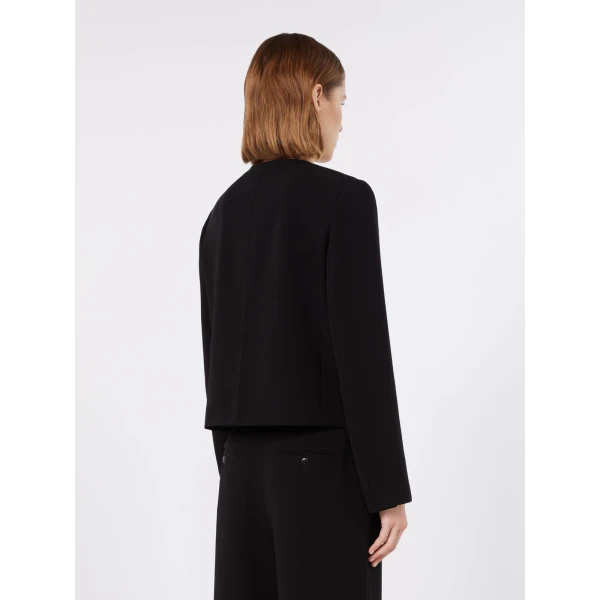 Max Mara Paniere Technical Cady Crew-Neck Jacket in Black | Blazers | Luxury Shoes 