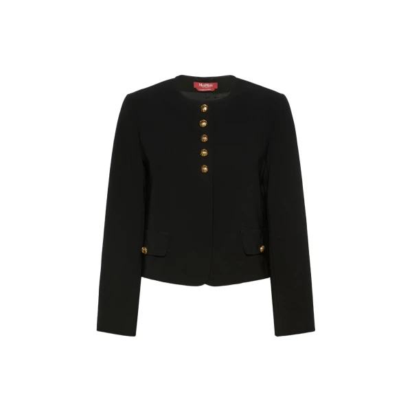 Max Mara Paniere Technical Cady Crew-Neck Jacket in Black | Blazers | Luxury Shoes 