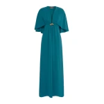 Max Mara Panno Cady Cape Dress in Oil Green | Evening Gowns | Luxury Shoes 
