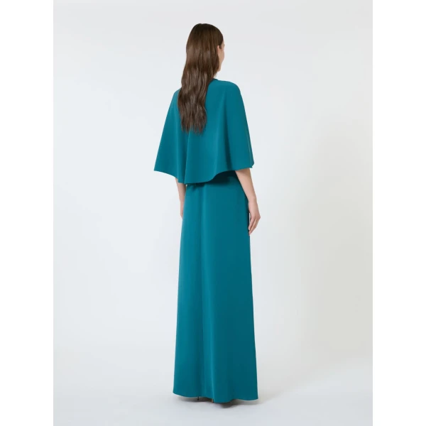 Max Mara Panno Cady Cape Dress in Oil Green | Evening Gowns | Luxury Shoes 