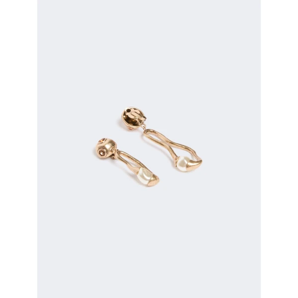 Max Mara Pantera Bead and Pendant Earrings in Gold | Earrings | Luxury Shoes 