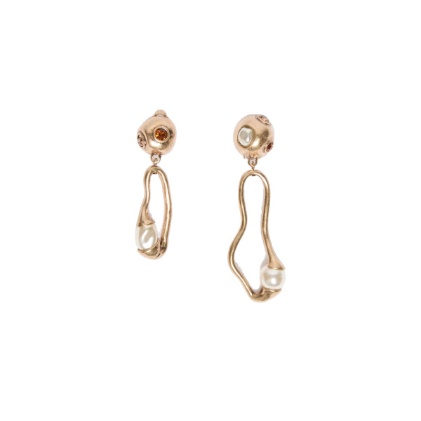 Max Mara Pantera Bead and Pendant Earrings in Gold | Earrings | Luxury Shoes 