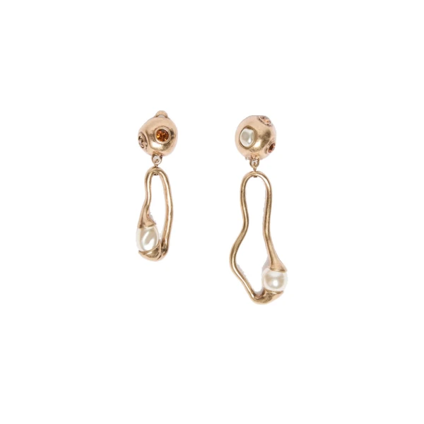 Pantera Bead and Pendant Earrings in Gold