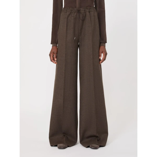 Max Mara Pantone Batavia Wool Trousers in Mud | Wide leg pants | Luxury Shoes 