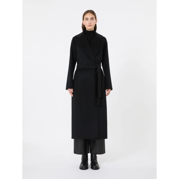 Max Mara Paola Belted Wool and Cashmere Coat in Black | Wool Coat | Luxury Shoes 