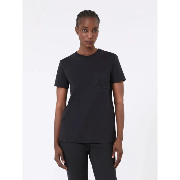 Max Mara Papaia Cotton Jersey T-Shirt in Black | T-shirts | Luxury Shoes 