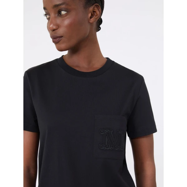 Max Mara Papaia Cotton Jersey T-Shirt in Black | T-shirts | Luxury Shoes 