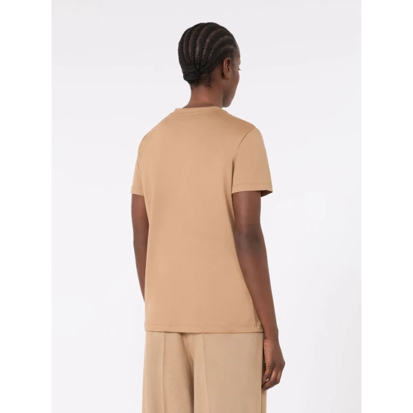 Max Mara Papaia Cotton Jersey T-Shirt in Camel | T-shirts | Luxury Shoes 