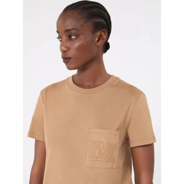 Max Mara Papaia Cotton Jersey T-Shirt in Camel | T-shirts | Luxury Shoes 