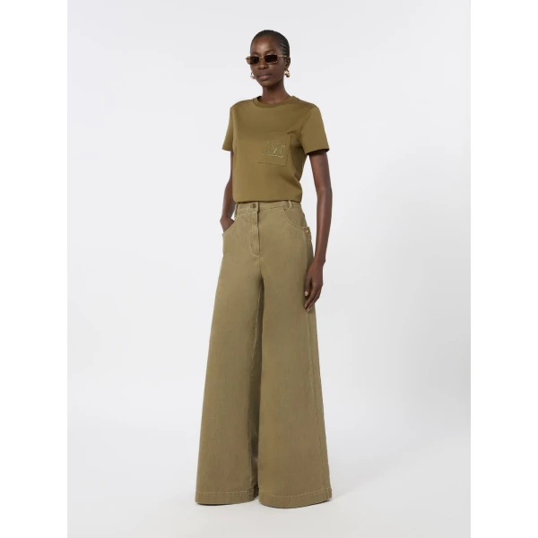 Max Mara Papaia Cotton Jersey T-Shirt in Khaki | T-shirts | Luxury Shoes 