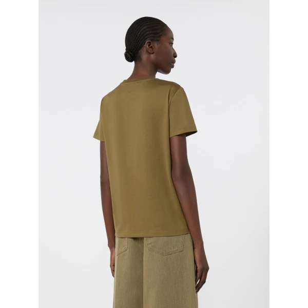 Max Mara Papaia Cotton Jersey T-Shirt in Khaki | T-shirts | Luxury Shoes 