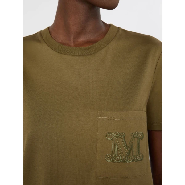 Max Mara Papaia Cotton Jersey T-Shirt in Khaki | T-shirts | Luxury Shoes 