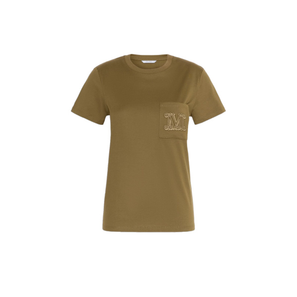 Max Mara Papaia Cotton Jersey T-Shirt in Khaki | T-shirts | Luxury Shoes 