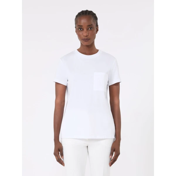 Max Mara Papaia Cotton Jersey T-Shirt in Optical White | T-shirts | Luxury Shoes 