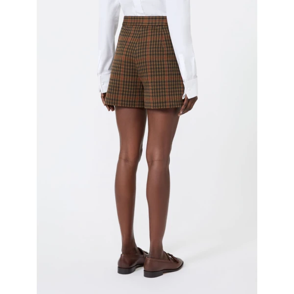 Max Mara Parata Glen Plaid Jersey Shorts in Tobacco | Shorts | Luxury Shoes 