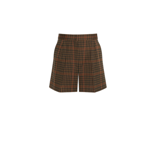 Max Mara Parata Glen Plaid Jersey Shorts in Tobacco | Shorts | Luxury Shoes 