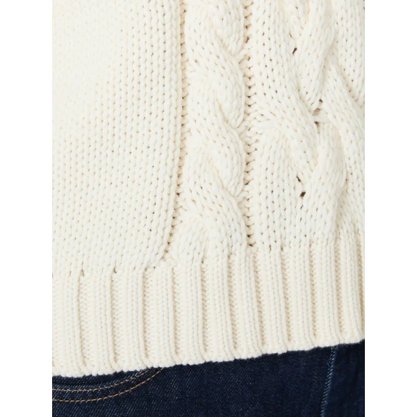 Max Mara Pascia Cotton Cable-Knit Gilet in Ecru | Sweaters | Luxury Shoes 