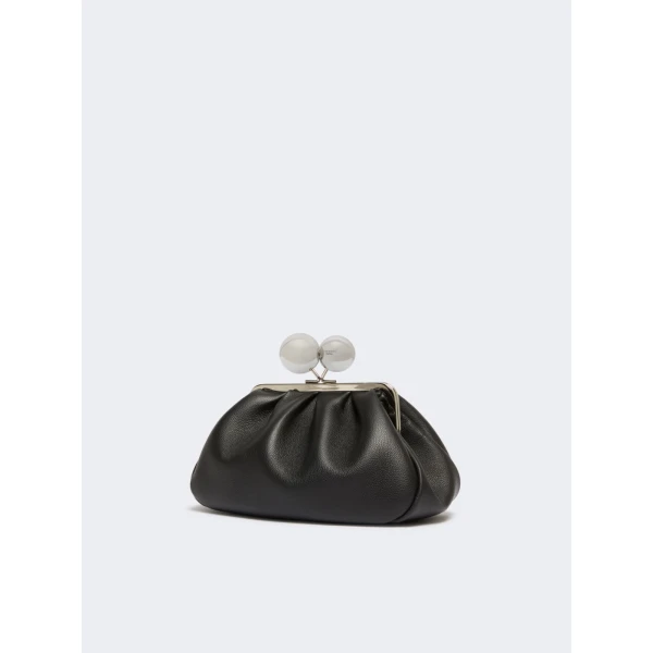 Max Mara Pasticcino Bag Medium in Deer-Print Leather, Black | Clutch Bags | Luxury Shoes 