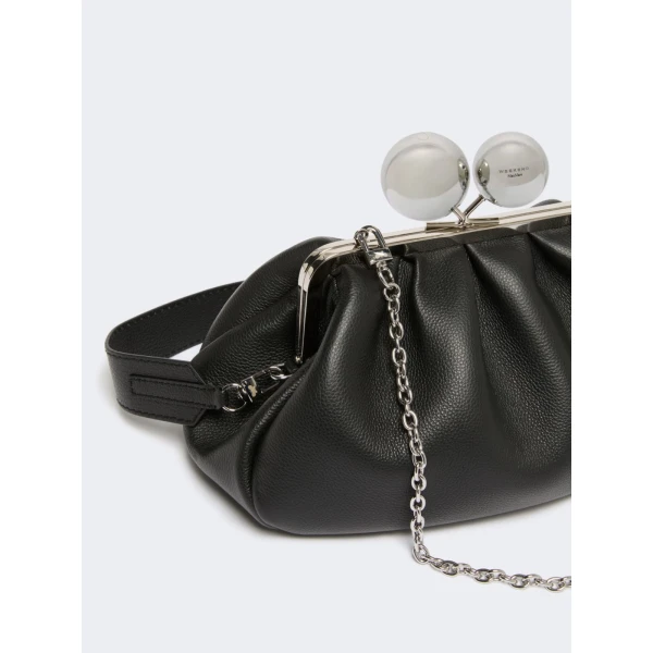 Max Mara Pasticcino Bag Medium in Deer-Print Leather, Black | Clutch Bags | Luxury Shoes 