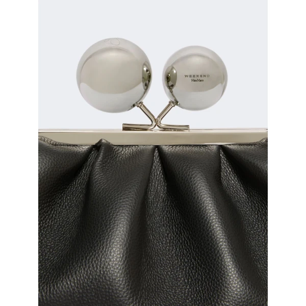 Max Mara Pasticcino Bag Medium in Deer-Print Leather, Black | Clutch Bags | Luxury Shoes 