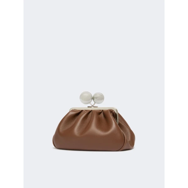Max Mara Pasticcino Bag Medium in Deer-Print Leather, Brown | Clutch Bags | Luxury Shoes 