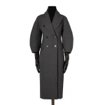 Max Mara Patio Monsieur Double-Breasted Combed Wool Coat in Medium Grey | Wool Coat | Luxury Shoes 