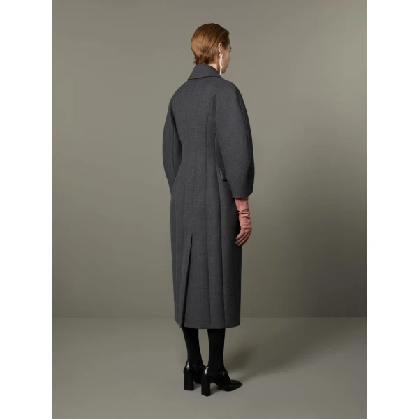 Max Mara Patio Monsieur Double-Breasted Combed Wool Coat in Medium Grey | Wool Coat | Luxury Shoes 