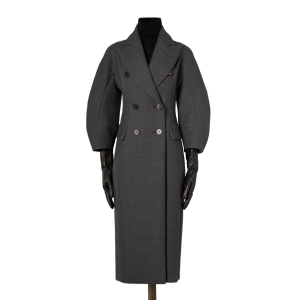 Max Mara Patio Monsieur Double-Breasted Combed Wool Coat in Medium Grey | Wool Coat | Luxury Shoes 