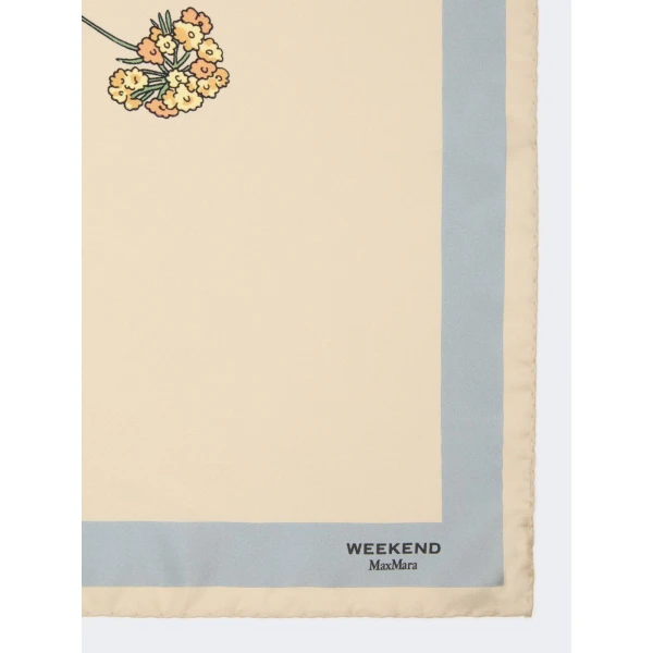 Max Mara Patterned Silk Twill Foulard in Beige | Scarves | Luxury Shoes 