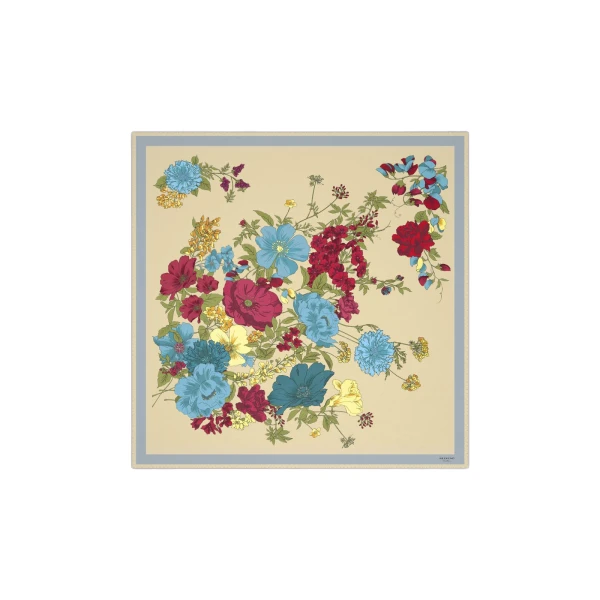 Max Mara Patterned Silk Twill Foulard in Beige | Scarves | Luxury Shoes 