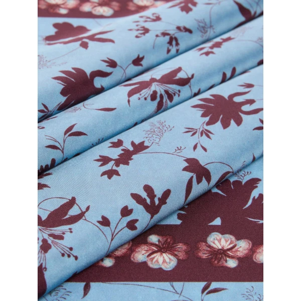 Max Mara Patterned Silk Twill Foulard in Light Blue | Scarves | Luxury Shoes 