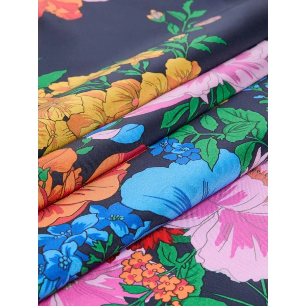Max Mara Patterned Silk Twill Foulard in Midnight Blue | Scarves | Luxury Shoes 