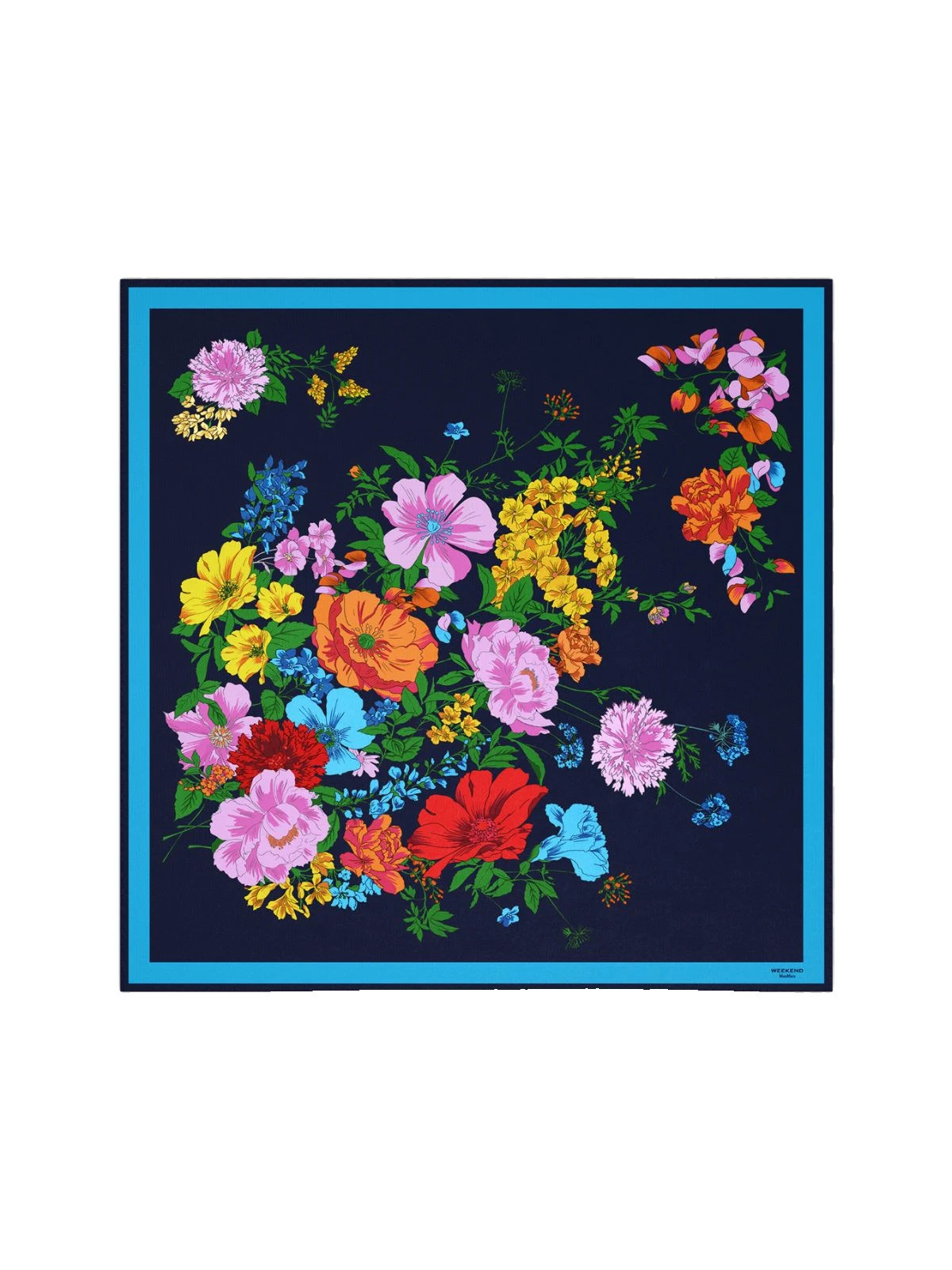 Max Mara Patterned Silk Twill Foulard in Midnight Blue Max Mara Patterned Silk Twill Foulard in Midnight Blue | Scarves | Luxury Shoes