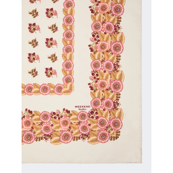 Max Mara Patterned Silk Twill Foulard in Natural | Scarves | Luxury Shoes 