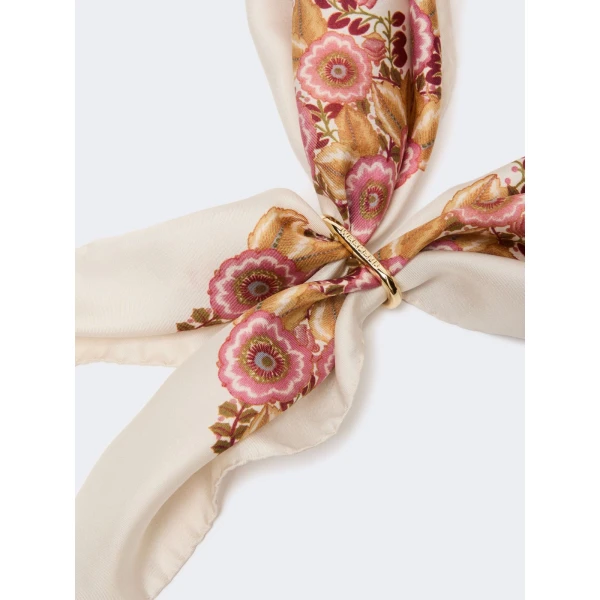 Max Mara Patterned Silk Twill Foulard in Natural | Scarves | Luxury Shoes 
