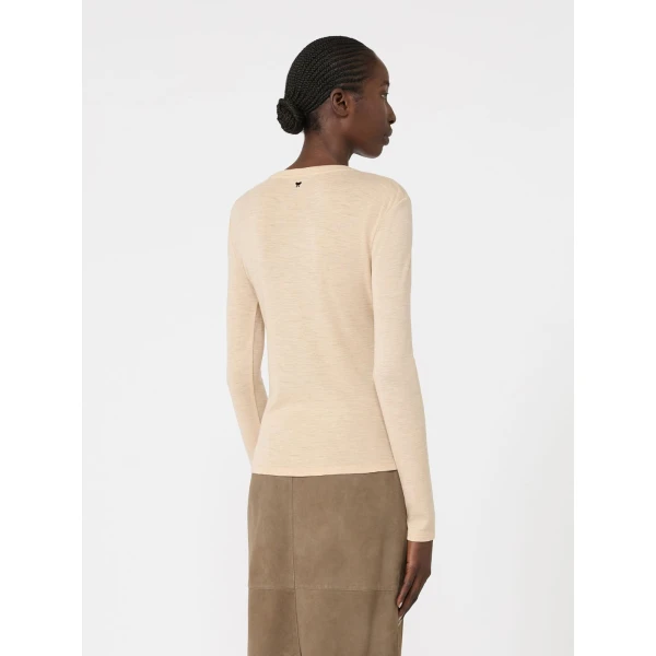 Max Mara Patto Wool and Silk Jersey T-Shirt in Beige | T-shirts | Luxury Shoes 