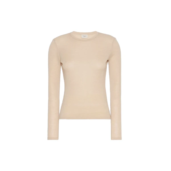 Max Mara Patto Wool and Silk Jersey T-Shirt in Beige | T-shirts | Luxury Shoes 