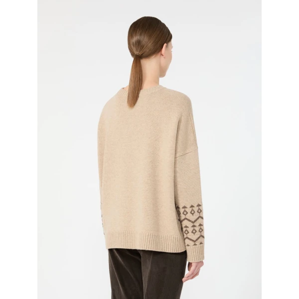 Max Mara Pavidi Wool Jacquard Jumper in Sand | Sweaters | Luxury Shoes 