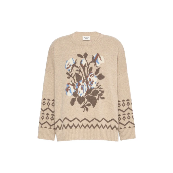 Max Mara Pavidi Wool Jacquard Jumper in Sand | Sweaters | Luxury Shoes 