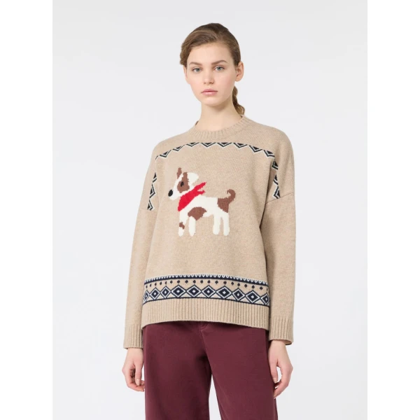 Max Mara Pavidi Wool Jacquard Jumper in Sand Style 2 | Sweaters | Luxury Shoes 