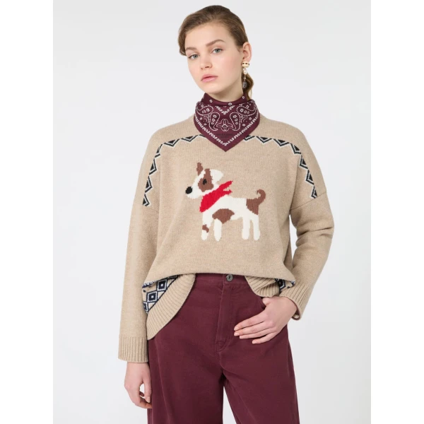Max Mara Pavidi Wool Jacquard Jumper in Sand Style 2 | Sweaters | Luxury Shoes 