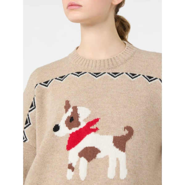 Max Mara Pavidi Wool Jacquard Jumper in Sand Style 2 | Sweaters | Luxury Shoes 