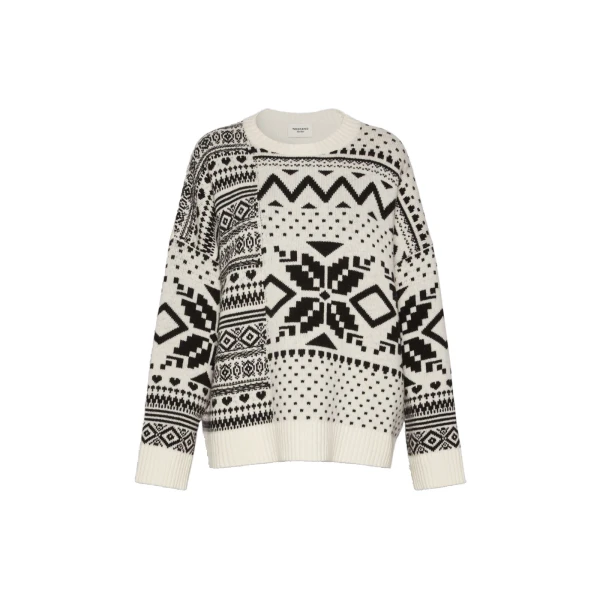 Max Mara Pavidi Wool Jacquard Jumper in White | Sweaters | Luxury Shoes 