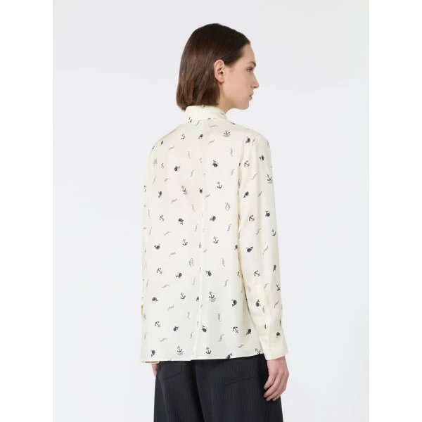 Max Mara Pavido Printed Silk Shirt in Ivory | Shirts | Luxury Shoes 