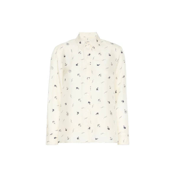 Max Mara Pavido Printed Silk Shirt in Ivory | Shirts | Luxury Shoes 
