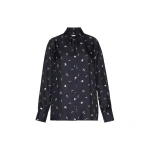Max Mara Pavido Printed Silk Shirt in Navy | Shirts | Luxury Shoes 
