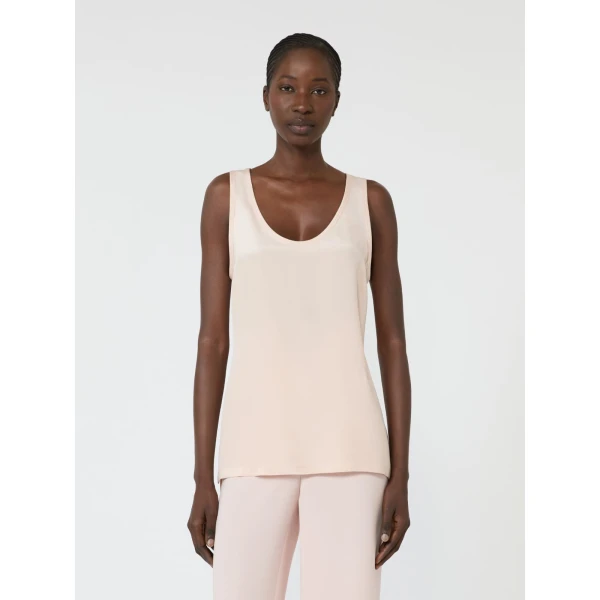 Max Mara Pavido Silk Crepe de Chine Top in Pink | Blouse | Luxury Shoes 