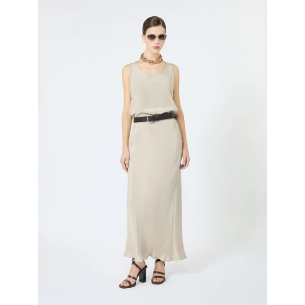 Max Mara Pavido Silk Crepe de Chine Top in Stone Grey | Blouse | Luxury Shoes 